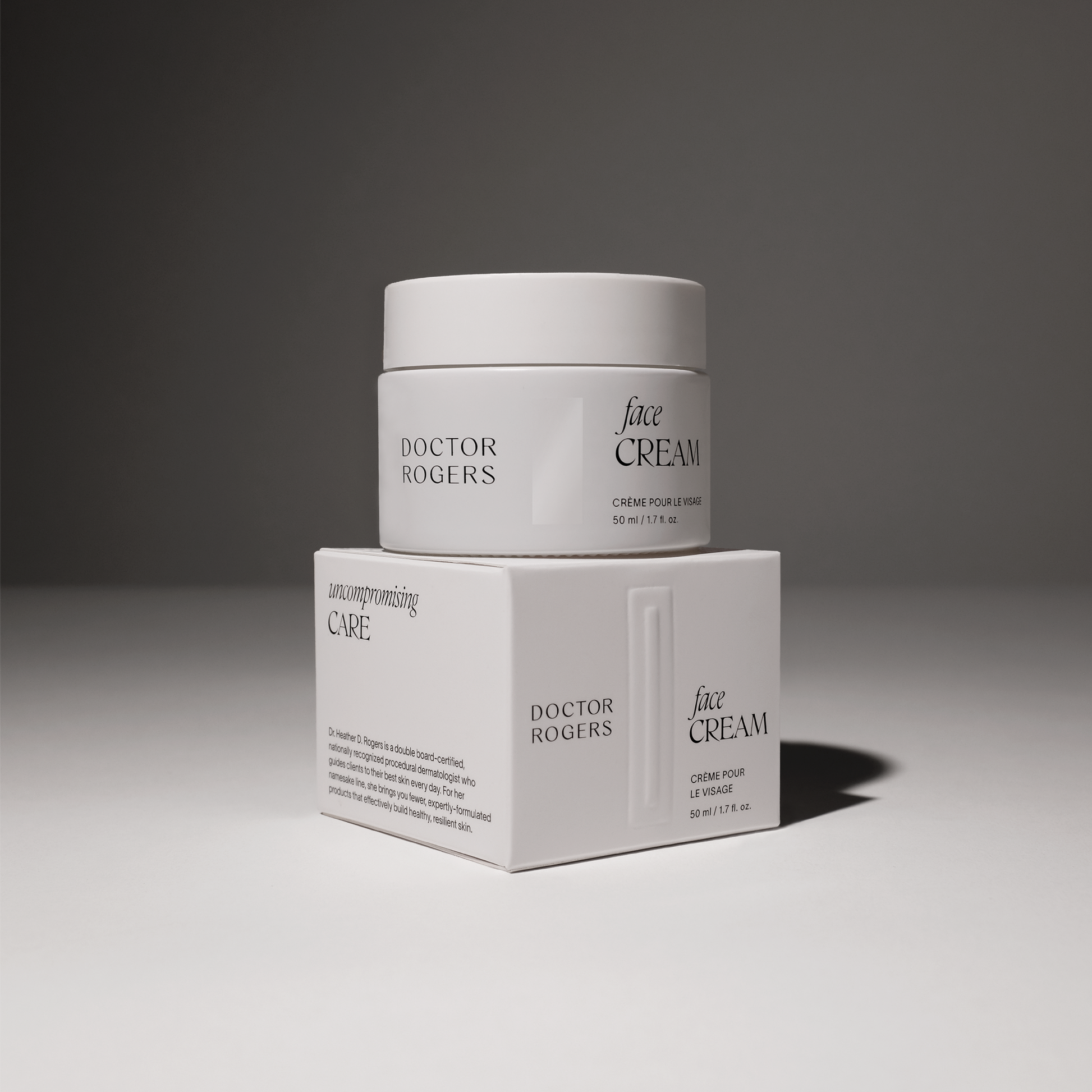 Doctor Rogers Skincare | Restore Face Cream | Formulated with the best skincare ingredients to hydrate and repair all all skin types -  including mature, sensitive, dry and acne prone skin with the best skin care ingredients including niacinamide (vitamin b3), squalane, glycerin and asiatica extract. 
Pictured white 1.7 fl oz jar and recyclable packaging.