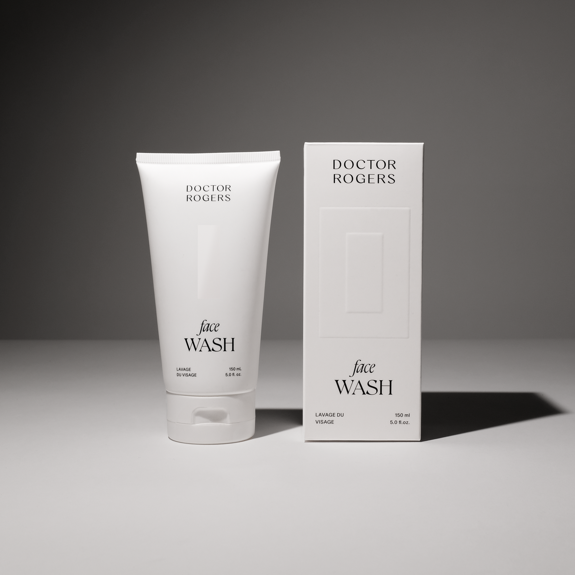 Best, simple, natural face wash made for men and women with sensitive skin next to the recyclable white and black packaging box
