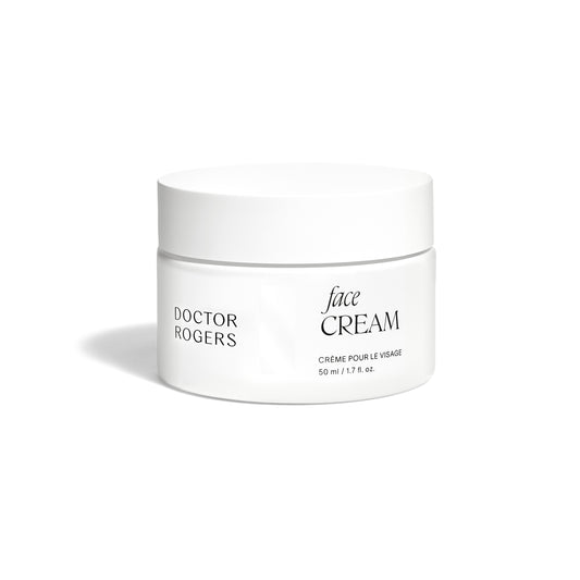 Doctor Rogers Skin Care | Face Cream| Best Face Cream to hydrate, repair and reduce wrinkles on all skin types including dry, damaged, sensitive, acne-prone skin.
Pictured in a white 1/7fl oz recyclable ecofriendly packaging.