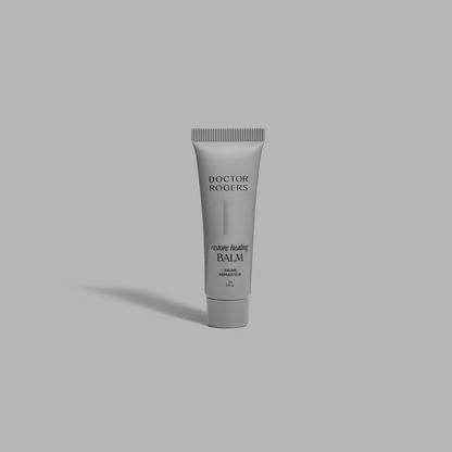 Soothing, natural Restore Healing Balm for eczema and sensitive skin relief in a 5g tube.