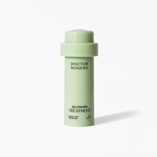 Doctor Rogers Day Preventive Treatment Refill Bottle in recyclable green bottle, strengthening vitamin c serum