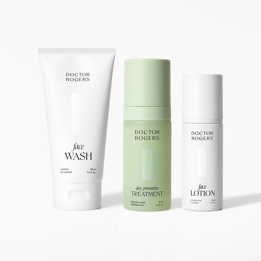 Doctor Rogers Morning Routine set with Face Wash cleanser, face lotion moisturizer and vitamin c serum, clean  morning skincare routine for daily protection