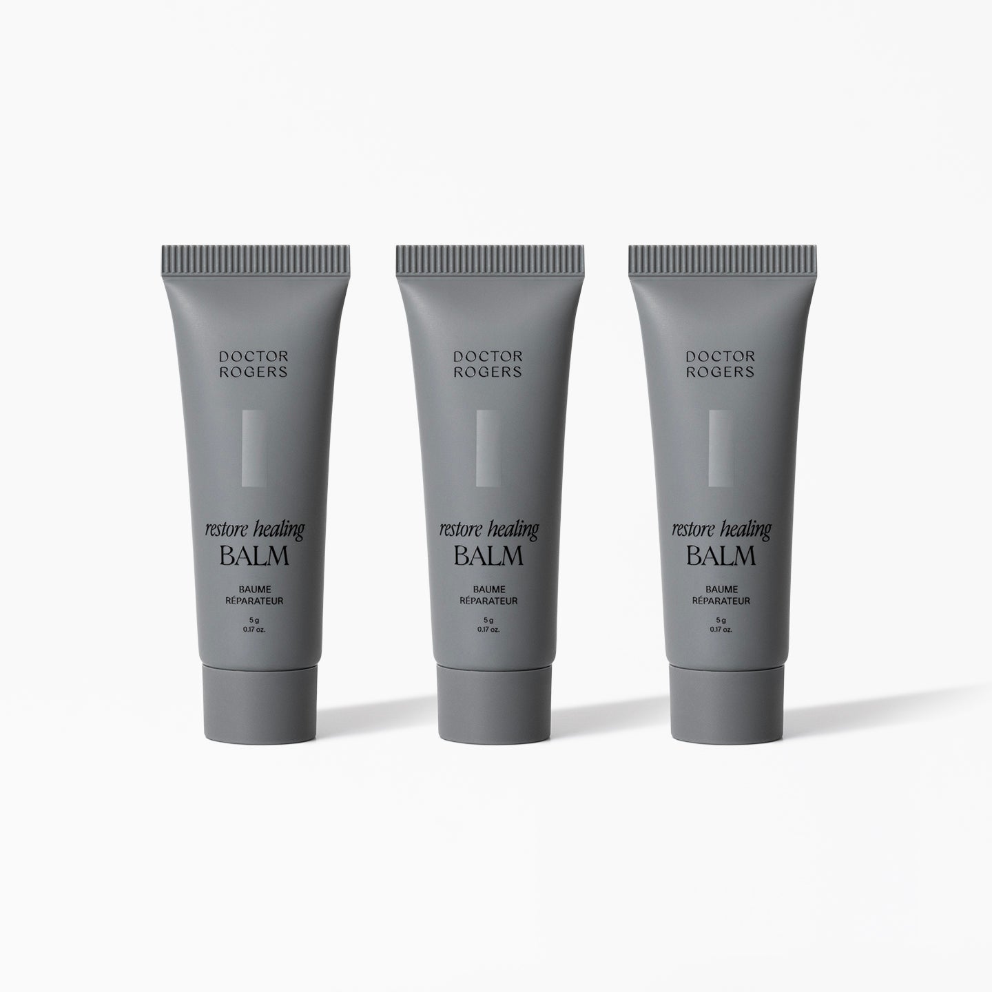 Doctor Rogers Restore Healing Balm 3-pack of recyclable 5g grey tubes, clean, castor oil, multi-purpose ointment to heal irritated & injured skin