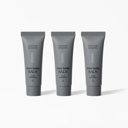 Doctor Rogers Restore Healing Balm 3-pack of recyclable 5g grey tubes, clean, castor oil, multi-purpose ointment to heal irritated & injured skin