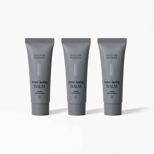 Doctor Rogers Restore Healing Balm 3-pack of recyclable 5g grey tubes, clean, castor oil, multi-purpose ointment to heal irritated & injured skin