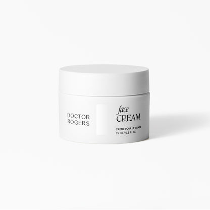 Doctor Rogers Travel Size Face Cream in mini recyclable jar, soothing moisturizer for dry, sensitive skin while traveling, TSA-friendly