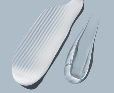 A white smear and transparent gel smear to represent Adenosine | An ingredient used in Doctor Rogers Skincare to improve skin smoothness and decrease appearance of fine lines by stimulating energy for cells